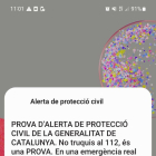 Éste es el mensaje que han recibido los ciudadanos de Tarragona, el Ebre y el Penedès en la prueba del sistema de alertas.