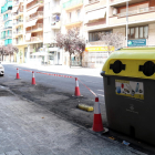 Zona afectada per la crema de contenidors al carrer Príncep de Viana.