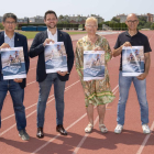 El president del CA Tarragona, Joan Bardina, l'alcalde Rubñen VInyales i