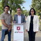 L'alcaldable d'Ara Reus, Daniel Rubio, presentant la proposta per connectar amb un pas elevat quatre barris de Reus amb l'Hospital i el Tecnoparc.
