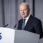 El canceller alemany Olaf Scholz parla durant les celebracions del 25è aniversari del Banc Central Europeu (BCE) a Frankfurt, Alemanya