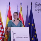 La niña Elionor, durante su discurso durante la entrega de los Premios FPdGi.
