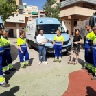 L'equip del servei extraordinari de neteja de Reus i l'alcaldessa, Sandra Guaita, en la presentació del nou pla de xoc de neteja intensiva.