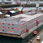 Antes de llegar a Portland, el «Bibby Stockholm» se sometió a una remodelación la semana pasada en el puerto de Falmouth.