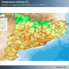 Temperatures mínimes de les sis de la matinada d'aquest dimarts.