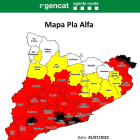 Mapa del nivel de riesgo de incendio en Cataluña.