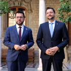El president del Govern, Pere Aragonès, abans de reunir-se amb l'alcalde de Tarragona, Rubén Viñuales, al Palau de la Generalitat.
