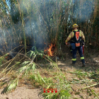 Bomberos extinguiendo el fuego.