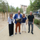 Imagen en la que aparecen los consejeros Xavi Puig, Maria Roig, Carles Farré y María José López en el nuevo parque.