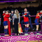 Una de las fotografías aportadas por la RFEF de la celebración entre Rubiales y Hermoso.