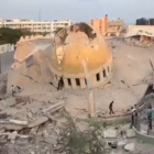 Una mezquita en Gaza bombardeada por los israelitas.
