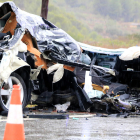 Vehicle implicat enl'accident mortal de l'N-420 a Móra completament destrossat.