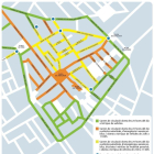 Plànol dels carrers del centre de Reus amb les limitacions al trànsit.