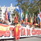 Pancarta de la manifestación convocada por España y Catalanes en el paseo de Gràcia.