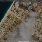 Imágenes del satélite Sentinel-2 de Copernicus del 7 de octubre en la frontera norte entre Gaza e Israel.