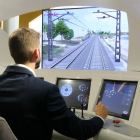 Simulador de conducción de trenes incorporado en el Museo del Ferrocarril de Catalunya.