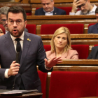 El presidente de la Generalitat, Pere Aragonès, durante la sesión de control en el pleno del Parlament, el pasado miércoles 8 de noviembre.
