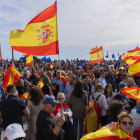 Imatge dels manifestants aplegats al Balcó del Mediterrani.