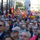 Imagen de la concentración en la calle Alcalá contra la amnistía secundada por el PP y Vox.