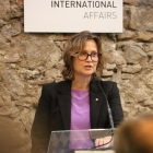 La consellera d'Acció Exterior i Unió Europea, Meritxell Serret, durant la seva intervenció en el marc de la jornada 'Catalunya com a actor global en la política euromediterrània't, celebrada al CIDOB.
