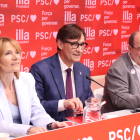 El primer secretari del PSC i cap de llista a les eleccions catalanes, Salvador Illa, presidint la reunió de la Comissió Executiva del partit.