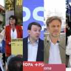 Fotomuntatge dels candidats de Junts, ERC, PSC, Comuns i PP a les eleccions del 9-J
