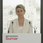Captura de pantalla de la fins ara líder de Sumar, Yolanda Díaz, anunciant la seva dimissió.