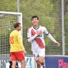 El tarragoní Óscar Gómez celebrant un gol.