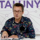 El portaveu de Podem Catalunya, Andrés Medrano, en roda de premsa.