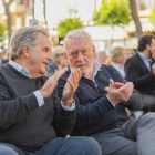 Joan Miquel Nadal i Josep Poblet en un acte electoral de Junts el passat mes de maig.