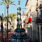 3 de 10 amb folre i manilles dels Castellers de Vilafranca a la Diada de Les Neus de Vilanova i la Geltrú