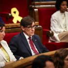Salvador Illa i Alícia Romero durant el debat d'investidura d'aquest dijous.