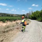 Un operari desbrossa un camió a Montferri, a l'Alt Camp.