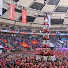 Imatge d'un 4de9f de la Colla Vella de Valls en lúltima edició del Concurs de Castells.