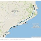 Traçat de l'autopista AP-7 al seu pas per Catalunya, amb les dades d'accidentalitat i retencions  (2019-2024).