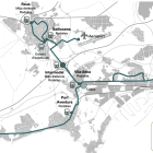 Plànol de l’itinerari del TramCamp que unirà els municipis de Reus, Vila-seca, Salou, Cambrils i Tarragona.