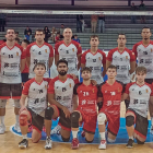 La plantilla del CV Sant Pere i Sant Pau abans del partit contra el Cisnerios Alter Tenerife.