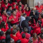 Imatge dels castellers de la Colla Joves Xiquets de Valls durant la Diada de Santa Úrsula.