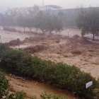 Riera d'Alforja desbordada al municipi de Cambrils per l'aiguat d'octubre de 1994.