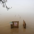 Vista general de l'embarcador de la Gola de Putxol de l'Albufera el nivell d'aigua de la qual ha pujat considerablement.