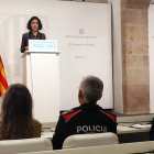 La consellera d'Interior, Núria Parlon, en la roda de premsa posterior a la reunió del comitè tècnic per seguir els efectes de la dana.