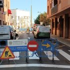 Imatge de les obres al carrer barcelona de Tarragona, aribant a l'estació de trens.