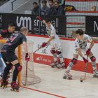 Martí Casas i Marc Julià durant el duel d’anada de la Champions contra el Benfica.