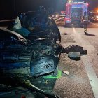 Imatge del vehicle accidentat a l'A-66 a Lleó.