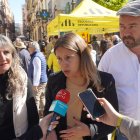 Els consellers Maria Roig, Mary López i Xavi Puig durant l'atenció als mitjans.