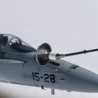 Imatge d'un avió de combat espanyol F-18.