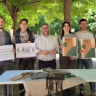 Adrià Ortiz, Josep Maria Casas, Daniel Recasens, Clara Piñol i Albert Salas, durant la presentació del Ball del Saurí.