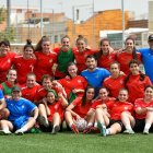 El planter del primer equip del Reus Femení després de l’entrenament d’ahir.