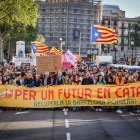 Imatge d'arxiu de la capçalera de la manifestació en defensa del català a Barcelona organitzada per Sant Jordi per la Llengua