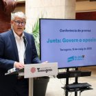 El portaveu municipal de Junts per Catalunya a l’Ajuntament de Tarragona, Jordi Sendra, durant la roda de premsa d’ahir.